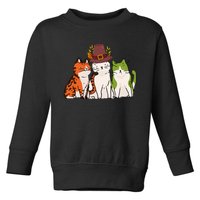 Festive Feline Adorable Cat Celebrating Thanksgiving in Autumn Toddler Sweatshirt