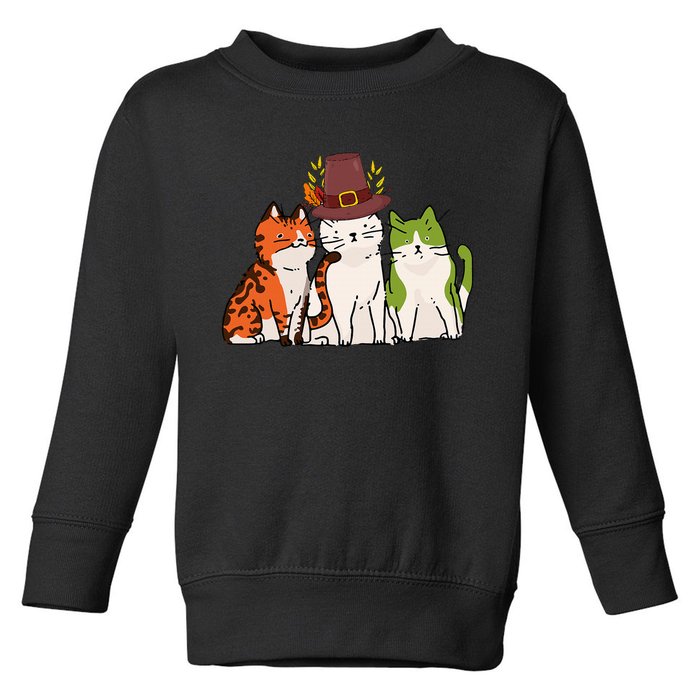 Festive Feline Adorable Cat Celebrating Thanksgiving in Autumn Toddler Sweatshirt