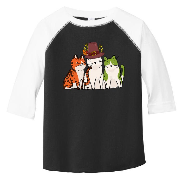 Festive Feline Adorable Cat Celebrating Thanksgiving in Autumn Toddler Fine Jersey T-Shirt