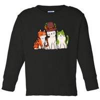 Festive Feline Adorable Cat Celebrating Thanksgiving in Autumn Toddler Long Sleeve Shirt