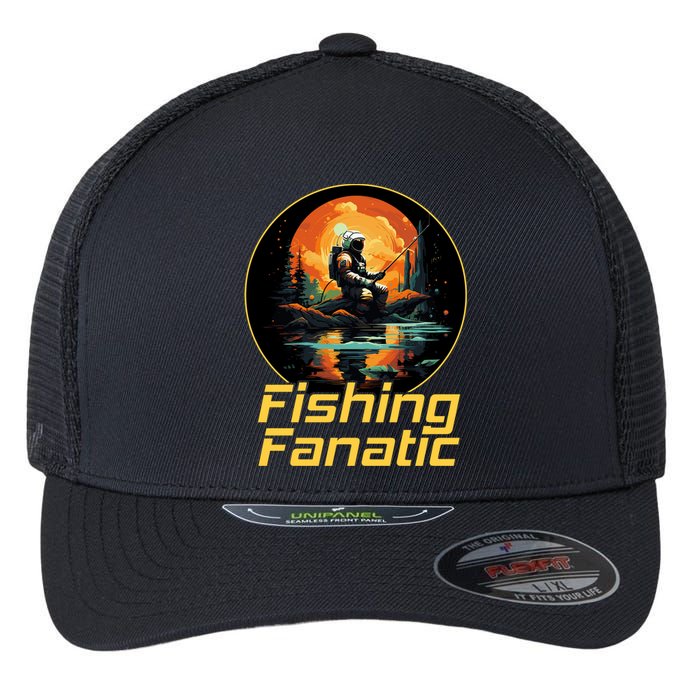 Fishing Fanatic Astronaut Flexfit Unipanel Trucker Cap