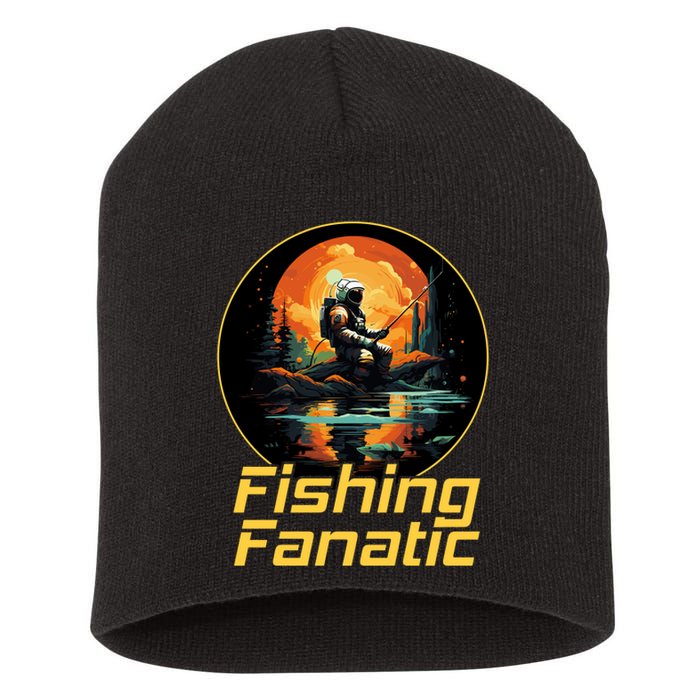 Fishing Fanatic Astronaut Short Acrylic Beanie