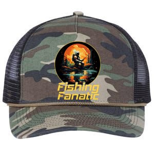 Fishing Fanatic Astronaut Retro Rope Trucker Hat Cap