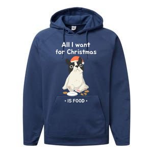 Funny Frenchie All I Want For Christmas Dog Lover Gift Great Gift Performance Fleece Hoodie