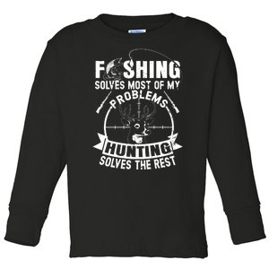 Funny Fishing And Hunting Gift Christmas Humor Hunter Cool Toddler Long Sleeve Shirt