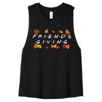 Friendsgiving Fall Autumn Friends & Family Women's Racerback Cropped Tank