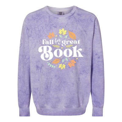 Fall For A Great Book Reading Librarian Autumn Teacher Colorblast Crewneck Sweatshirt