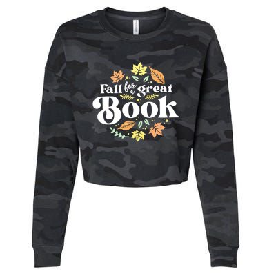 Fall For A Great Book Reading Librarian Autumn Teacher Cropped Pullover Crew