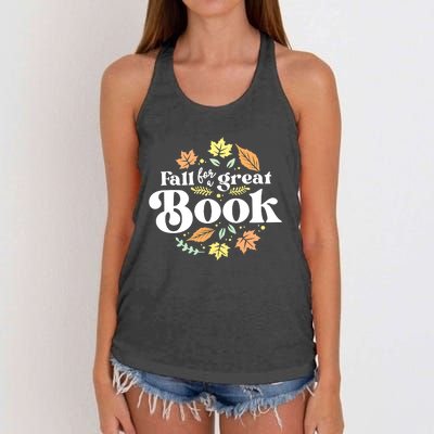 Fall For A Great Book Reading Librarian Autumn Teacher Women's Knotted Racerback Tank