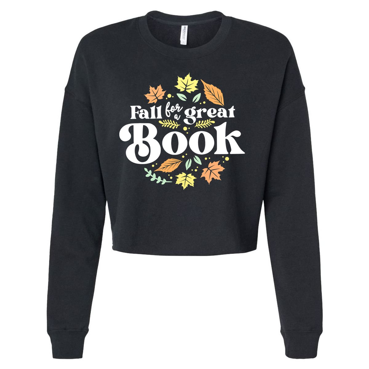Fall For A Great Book Reading Librarian Autumn Teacher Cropped Pullover Crew