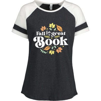 Fall For A Great Book Reading Librarian Autumn Teacher Enza Ladies Jersey Colorblock Tee