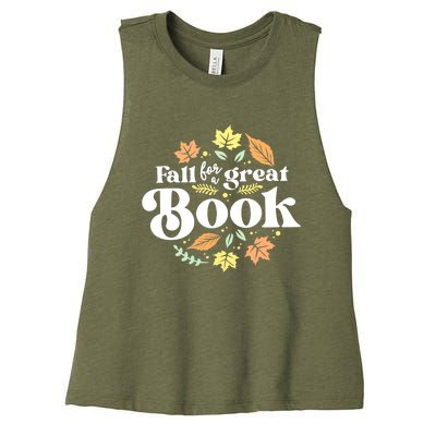 Fall For A Great Book Reading Librarian Autumn Teacher Women's Racerback Cropped Tank