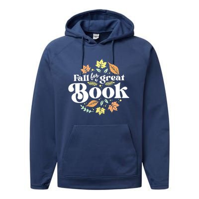 Fall For A Great Book Reading Librarian Autumn Teacher Performance Fleece Hoodie