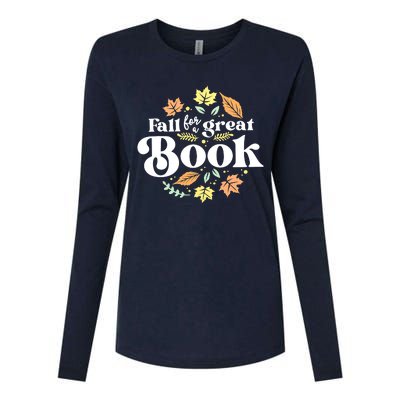 Fall For A Great Book Reading Librarian Autumn Teacher Womens Cotton Relaxed Long Sleeve T-Shirt