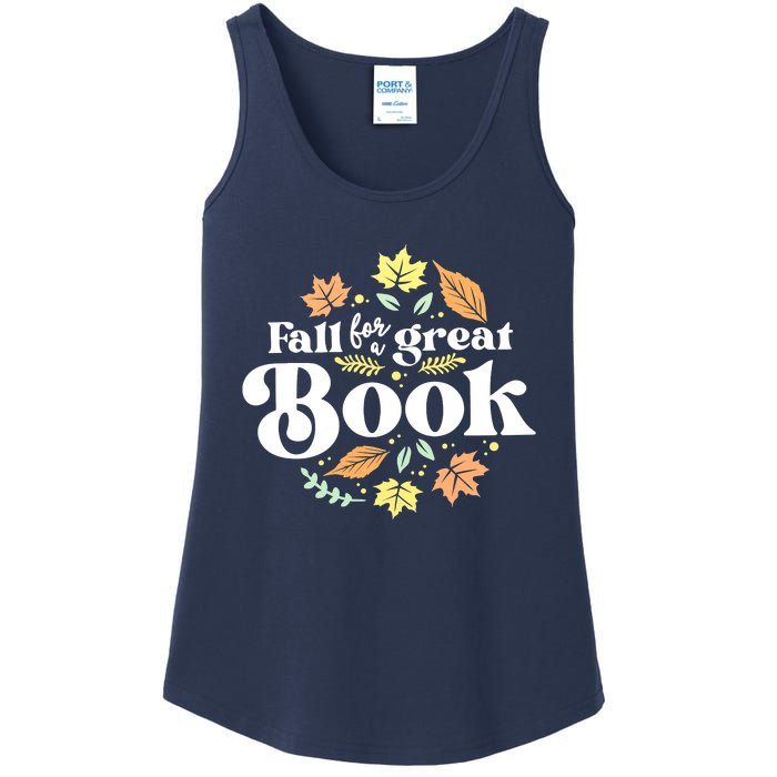 Fall For A Great Book Reading Librarian Autumn Teacher Ladies Essential Tank