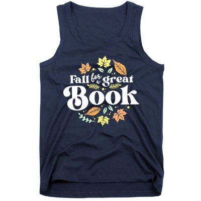 Fall For A Great Book Reading Librarian Autumn Teacher Tank Top