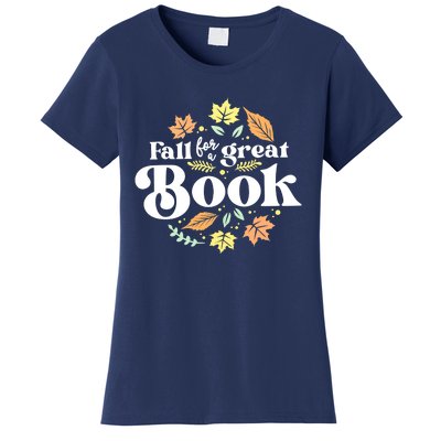 Fall For A Great Book Reading Librarian Autumn Teacher Women's T-Shirt