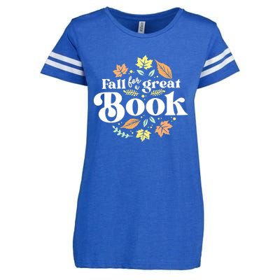 Fall For A Great Book Reading Librarian Autumn Teacher Enza Ladies Jersey Football T-Shirt