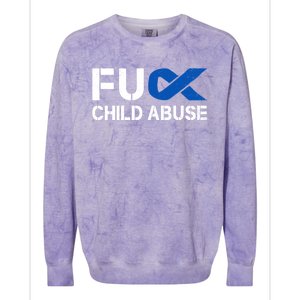 Fuck Fu Abuse Awareness Month Blue Ribbon Prevention Gift Colorblast Crewneck Sweatshirt