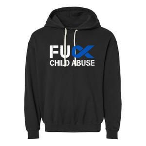 Fuck Fu Abuse Awareness Month Blue Ribbon Prevention Gift Garment-Dyed Fleece Hoodie