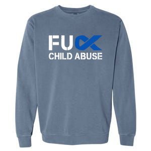 Fuck Fu Abuse Awareness Month Blue Ribbon Prevention Gift Garment-Dyed Sweatshirt