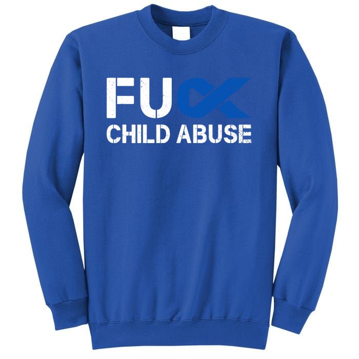 Fuck Fu Abuse Awareness Month Blue Ribbon Prevention Gift Sweatshirt