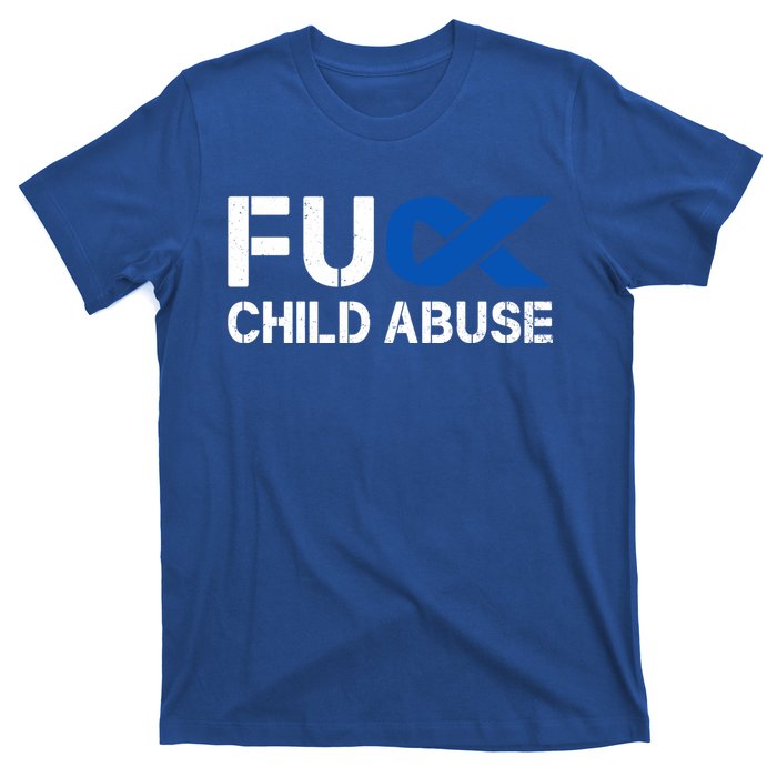 Fuck Fu Abuse Awareness Month Blue Ribbon Prevention Gift T-Shirt