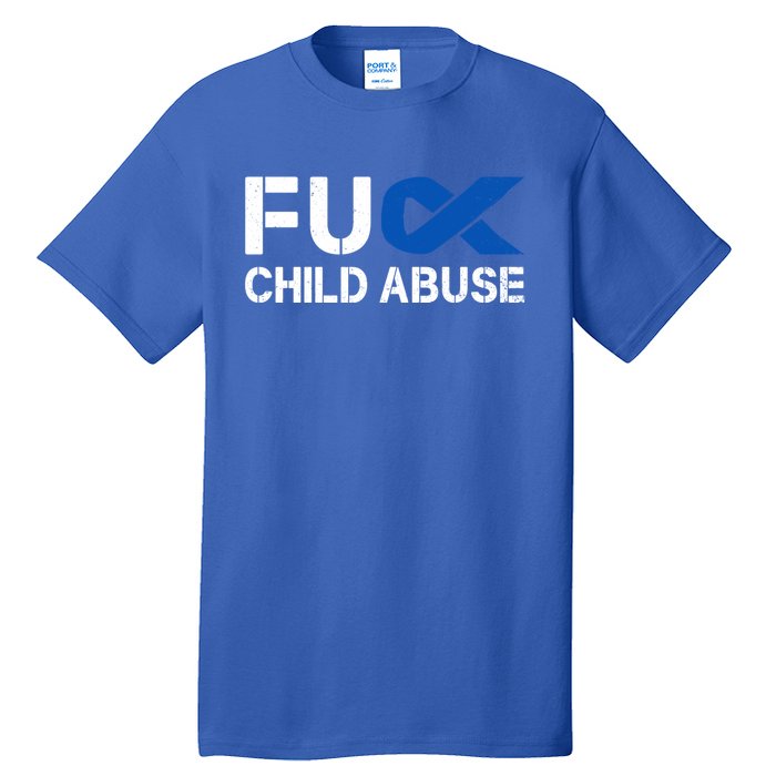 Fuck Fu Abuse Awareness Month Blue Ribbon Prevention Gift Tall T-Shirt