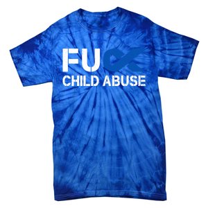 Fuck Fu Abuse Awareness Month Blue Ribbon Prevention Gift Tie-Dye T-Shirt