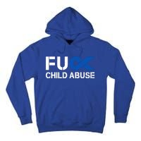 Fuck Fu Abuse Awareness Month Blue Ribbon Prevention Gift Tall Hoodie