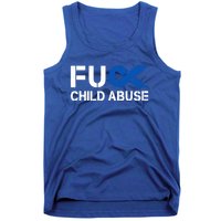 Fuck Fu Abuse Awareness Month Blue Ribbon Prevention Gift Tank Top