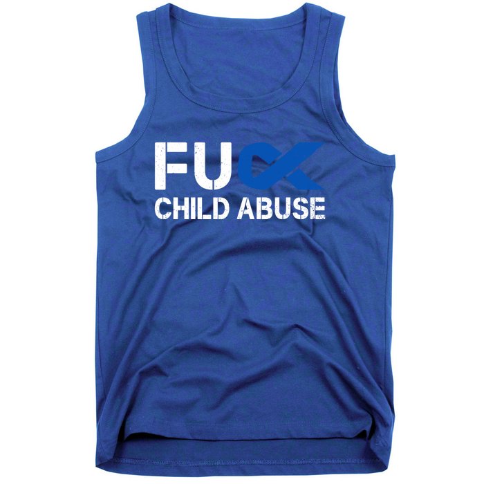 Fuck Fu Abuse Awareness Month Blue Ribbon Prevention Gift Tank Top