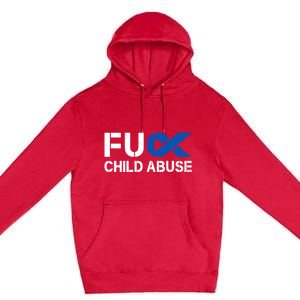 Fuck Fu Abuse Awareness Month Blue Ribbon Prevention Gift Premium Pullover Hoodie