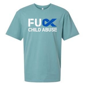 Fuck Fu Abuse Awareness Month Blue Ribbon Prevention Gift Sueded Cloud Jersey T-Shirt