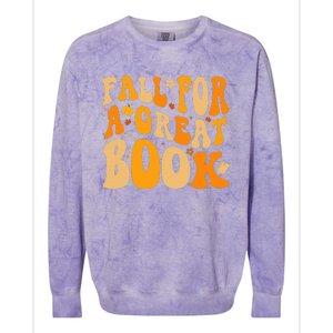 Fall For A Great Book Retro Fall Leaves Autumn Thanksgiving Colorblast Crewneck Sweatshirt