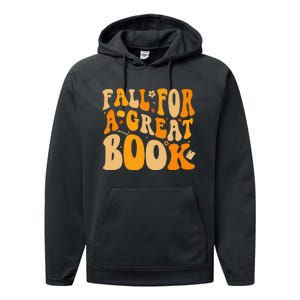 Fall For A Great Book Retro Fall Leaves Autumn Thanksgiving Performance Fleece Hoodie