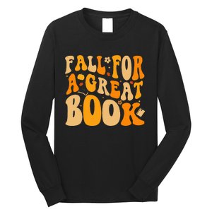 Fall For A Great Book Retro Fall Leaves Autumn Thanksgiving Long Sleeve Shirt