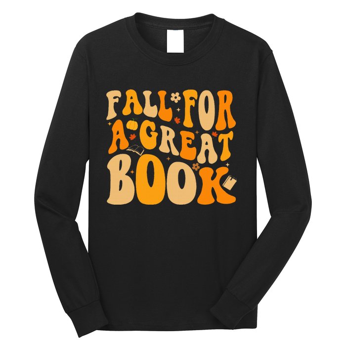 Fall For A Great Book Retro Fall Leaves Autumn Thanksgiving Long Sleeve Shirt