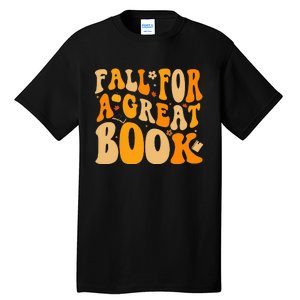 Fall For A Great Book Retro Fall Leaves Autumn Thanksgiving Tall T-Shirt