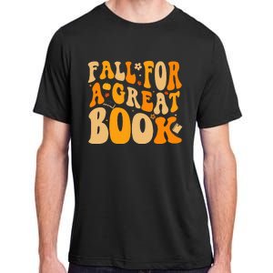 Fall For A Great Book Retro Fall Leaves Autumn Thanksgiving Adult ChromaSoft Performance T-Shirt