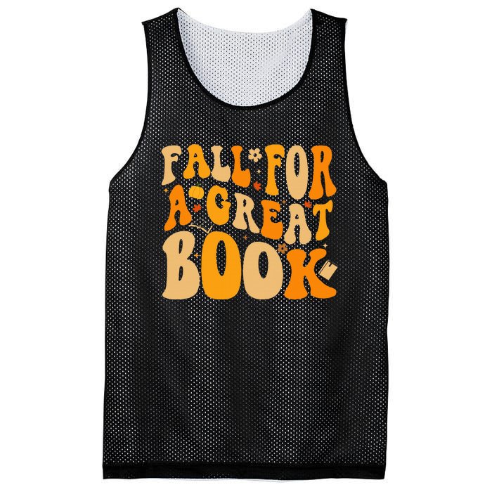 Fall For A Great Book Retro Fall Leaves Autumn Thanksgiving Mesh Reversible Basketball Jersey Tank