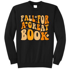 Fall For A Great Book Retro Fall Leaves Autumn Thanksgiving Tall Sweatshirt