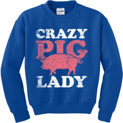 Farm Farmer Animal Crazy Pig Lady Pig Meaningful Gift Kids Sweatshirt