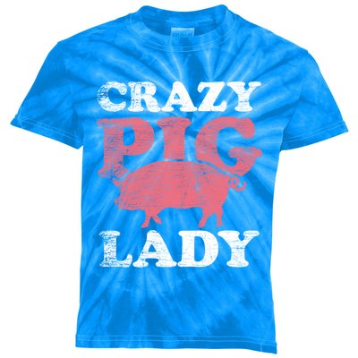 Farm Farmer Animal Crazy Pig Lady Pig Meaningful Gift Kids Tie-Dye T-Shirt