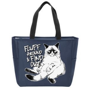 Funny Fluff Around And Find Out Grumpy Kitty Sarcastic Cat Zip Tote Bag