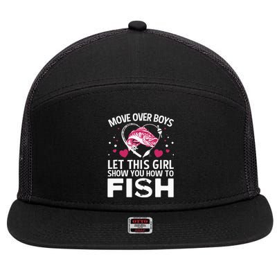 Funny Fishing Art For  Fishing Lover Fisherwoman 7 Panel Mesh Trucker Snapback Hat