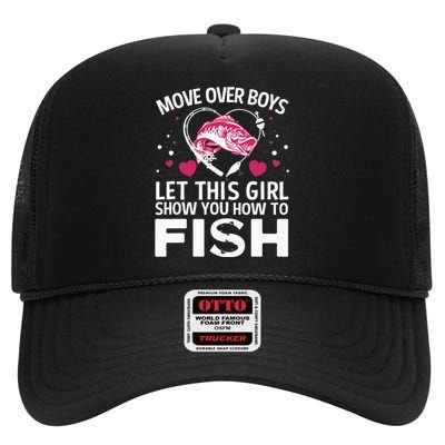 Funny Fishing Art For  Fishing Lover Fisherwoman High Crown Mesh Back Trucker Hat