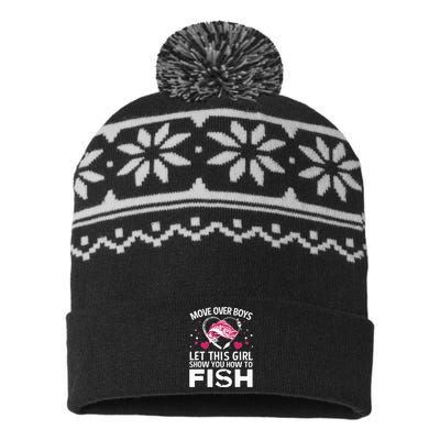 Funny Fishing Art For  Fishing Lover Fisherwoman USA-Made Snowflake Beanie