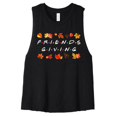 Friendsgiving Fall Autumn Friends & Family Thanksgiving Women's Racerback Cropped Tank