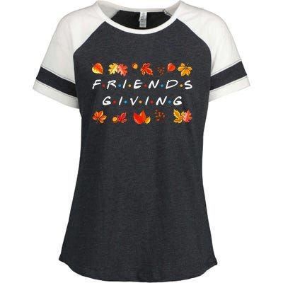 Friendsgiving Fall Autumn Friends & Family Thanksgiving Enza Ladies Jersey Colorblock Tee